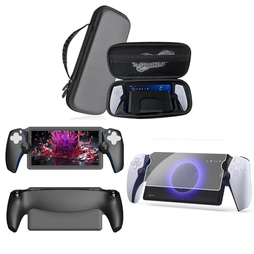 Starnearby 3-teiliges PS5 Playstation Portal Zubehör Set, Eva-Hartschalen-Tragetasche + Schutzhülle Silikonhülle + Gehärtet Glas Bildschirmschutz Kompatibel mit Playstation Portal Remote Player von Starnearby