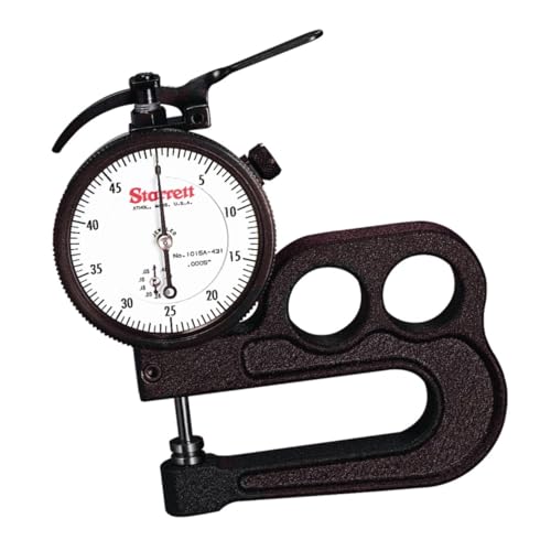 Starrett 1015 eine Zoll Lesung tragbar Messuhr -431j Stärke Gauge ohne Fall, 0 cm Graduation, 1/5,1 cm Range, 0–50 Zifferblatt Lesen von Starrett