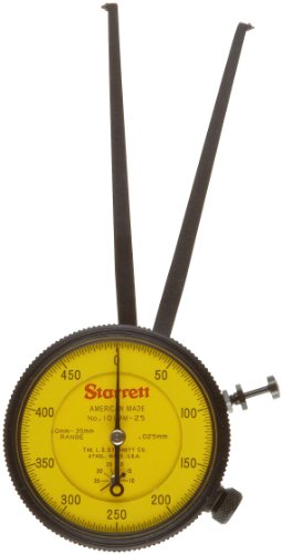 Starrett 1019 m-25 Messschieber, spitz Kiefer, gelb Gesicht, 10–35 mm Range, -2 mm Genauigkeit, 0,025 mm Auflösung von Starrett