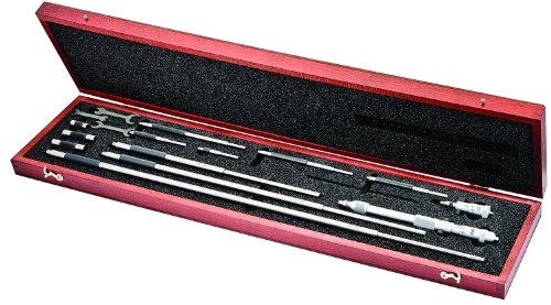 Starrett 124MDZ Vollstab-Messschrauben-Set, 50-800 mm Reichweite, 0,01 mm Skala, 0,000000 mm Genauigkeit, mit Etui von Starrett