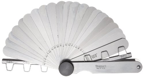 Starrett 172E Dickenmessgerät-Set mit geraden Blättern, 0,002–0,015 Zoll Dicke, 30,5 cm Länge, 8 Blätter von Starrett