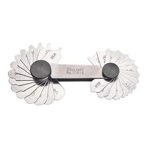 Starrett 178 eine Zoll Lesung Filet oder Radius Gauge mit Verriegelung, 1/32–1/10,2 cm Range, 1/162,6 cm Inkrement, 30 Blätter Starrett 178 eine Zoll Lesung Filet oder Radius Gauge mit Verriegelung, 1/32–1/10,2 cm Range, 1/162,6 cm Inkrement, 30 Blätter von Starrett