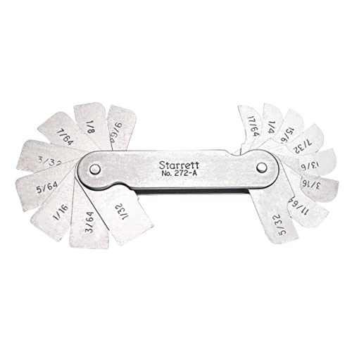 Starrett 272A Zoll Leseverrundung oder Radiuslehre, 1/32 - 17/64" Bereich, 1/64" Schritt, 16 Blätter Starrett 272A Zoll Leseverrundung oder Radiuslehre, 1/32 - 17/64" Bereich, 1/64" Schritt, 16 Blätter von Starrett