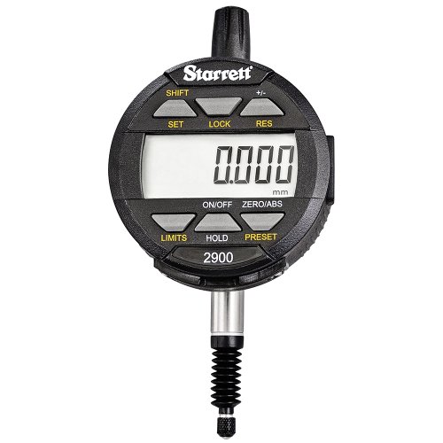 Starrett 2900-4M LCD-Anzeige, 8 mm Schaftdurchmesser, 0-12 mm Reichweite, 0,01 mm und 0,001 mm Skalierung von Starrett
