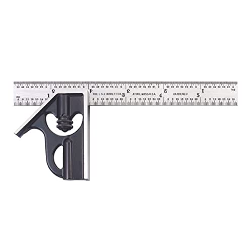 Starrett 33JH-6-4R Vierkantkopf aus gehärtetem Stahl mit regulärer Klinge Junior Combination Quadrat, 4R Graduierung, 6" Klingenlänge von Starrett