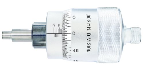 Starrett 465MXSP-25 Großer Mikrometerkopf, 0-25 mm Bereich, 0,002 mm Skalierung, -0,00125 mm Genauigkeit, einfacher Fingerhut, Hartmetallfläche von Starrett
