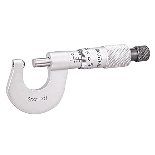 Starrett 576MXR Mikrometer, Ratschenanschlag, Hartmetallflächen, Bereich 0-13 mm, 0,01 mm Teilung, vollflächig konischer Rahmen von Starrett