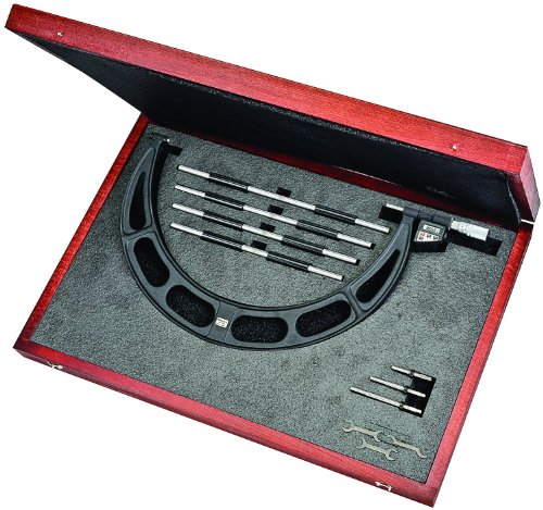 Starrett 714MEDFLZ Austauschbares LCD-Amboss-Mikrometer, Friktionskugel, Sicherungsmutter, 300-400 mm, 0,001 mm Graduation, +/- 0,008 mm Genauigkeit von Starrett