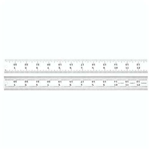 Starrett C604R-24 Federgehärtetes Stahllineal mit Zollteilungen, 4R-Graduierungen, 24" Länge, 1-1/4" Breite, 3/64" Dicke von Starrett