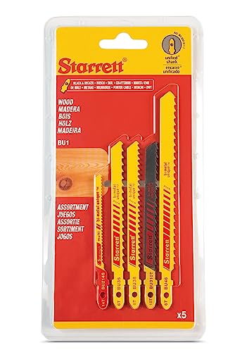 Starrett Holzschneide-Stichsägeblatt-Kit - 5er-Pack BU1 Bimetall-Sägeblattsatz mit einheitlichem Schaft - Kompatibel mit Bosch Dewalt Hitachi Festool Milwaukee von Starrett