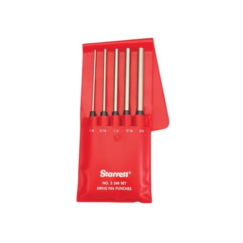 Starrett S248PC Erweiterter Laufwerksstift-Lochersatz, 1/8"-3/8" Stiftdurchmesser, 8" Gesamtlänge, 3-1/2" Stiftlänge, in roter Vinyltasche von Starrett