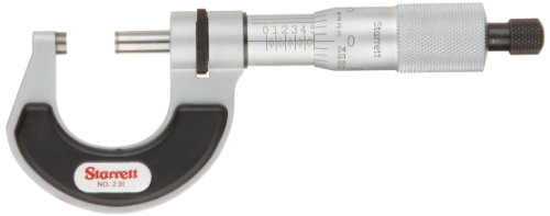 Starrett T231 X RL Mikrometer, isoliert Rahmen, Ratsche Stop, Kontermutter, Hartmetall, Faces, 0–2,5 cm Reihe 0 cm Abschlussfeier, -0.00005 mm Genauigkeit von Starrett