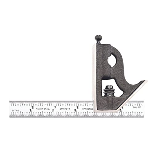 Starrett c11h-6–16R aus Gusseisen viereckig Filzschuhe Kopf mit Satin Chrom Klinge Kombination eckig, schwarz Falten Finish, 16R Graduation Filzschuhe, 15,2 cm Größe von Starrett