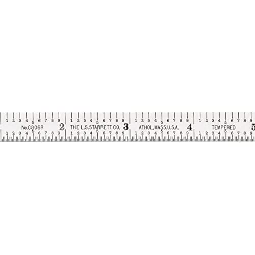 Starrett c306r-6 Full Flexible Stahl Regel mit Zoll Graduierung, 6R Graduierung, 15,2 cm Länge, 1/5,1 cm Breite, 1/162,6 cm Stärke von Starrett