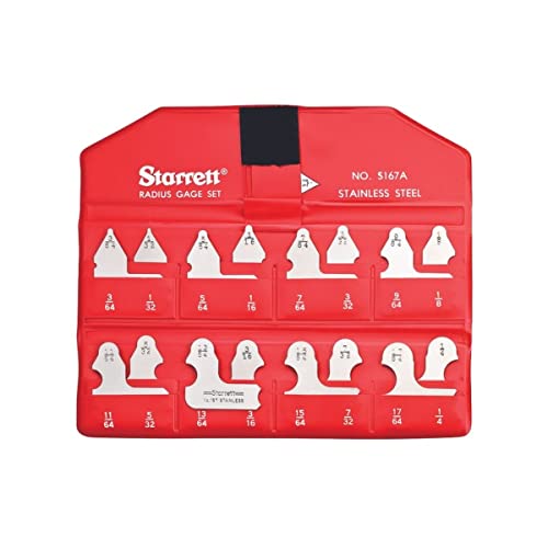 Starrett s167az Radius Gauge Set – Zoll ohne Halter, Satin Finish, 1/32–17/162,6 cm Range, 1/162,6 cm Inkrement, 16 Stärken Starrett s167az Radius Gauge Set – Zoll ohne Halter, Satin Finish, 1/32–17/162,6 cm Range, 1/162,6 cm Inkrement, 16 Stärken von Starrett