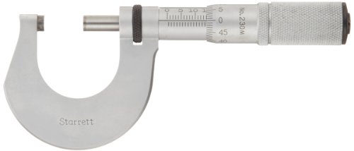 Starrett v230mxfl Bügelmessschraube, Reibung Fingerhut, Kontermutter, Hartmetall Faces, 0–25 mm Range, 0,001 mm Teilung, -0.002 mm Genauigkeit von Starrett