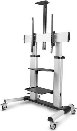 StarTech.com Rolling TV Cart/Stand On Wheels, Up to 100inch/220lb Screens - Wagen - für Flachbildschirm - Kunststoff, Aluminium, Stahl - Schwarz, Silber - Bildschirmgröße: 152,4-254 cm (60-100) (1110C-MOBILE-TV-CART) von Startech