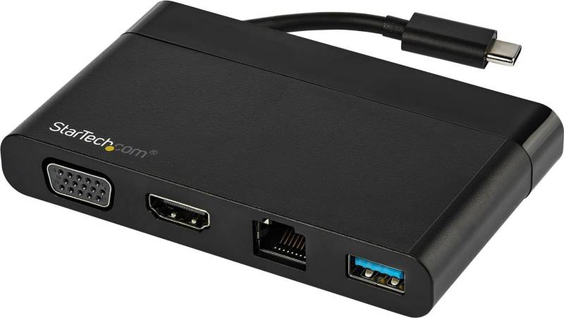 StarTech .com USB C Multiport Adapter mit HDMI und VGA - Mac / Windows / Chrome - 4K - 1x USB-A Port - GbE - Mobiler USB-C Adapter - Docking Station - VGA, HDMI Dieser USB-C-Multiport-Adapter mit HDMI und VGA ist ideal für mobile Mitarbeiter und sorgt für eine flexible Videoausgabe. Er funktioniert wie vier Adapter in einem, mit HDMI- oder VGA-Anschlüssen, einem Gigabit-Ethernet-Anschluss und einem USB-3.0-Anschl (DKT30CHVCM) von Startech