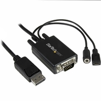 StarTech.com 2,0mDisplayPort auf VGA Adapterkabel mit Audio - DP zu VGA Konverter - 1920x1200 - DisplayPort-Adapter - DisplayPort (M) zu DB-15, Stereo Mini-Klinkenstecker, Mikro-USB Typ B (nur Strom) - 2,0m - Schwarz - für P/N: DK30CH2DEP, DK30CH2DEPUE (DP2VGAAMM2M) von Startech