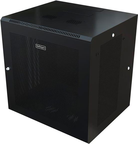 StarTech.com 12U 48,30cm (19) Wall Mount Network Cabinet, 50,80cm (20) Deep 4 Post Hinged Locking IT Computer Equipment Enclosure with Shelf, Flexible Vented Switch Depth Data Rack Cisco 3850, 2960 Series - 12U Vented Cabinet (RK1224WALHM) - Schrank für Rack-Gehäuse - geeignet für Wandmontage - Schwarz - 12U von Startech