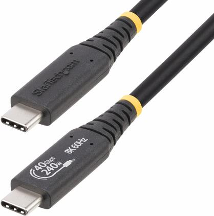 StarTech.com 1m (3.3ft) USB4 Cable, USB-IF Certified USB-C Cable, 40 Gbps - USB-Kabel - 24 pin USB-C (M) zu 24 pin USB-C (M) - USB4 / Thunderbolt 3 / Thunderbolt 4 / DisplayPort 1.4 - 48 V - 5 A - 1 m - halogenfrei, passiv, Support von 4K 120 Hz, Support (1M-40G-USB4-CABLE) von Startech