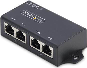 StarTech.com 2-Port Gigabit PoE+ Injector, PoE/PoE+ (802.3af/802.3at) 30W - Power Injector - unverwaltet inline - DC 48 - 52 V - 30 Watt - Ausgangsanschlüsse: 2 - Schwarz (AF221CE-POE-INJECTOR) von Startech
