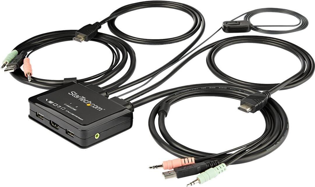 StarTech.com 2-Port HDMI KVM Switch with Built-In Cables - USB 4K 60Hz - KVM-/Audio-Switch - 2 x KVM/Audio - 1 lokaler Benutzer - Desktop von Startech