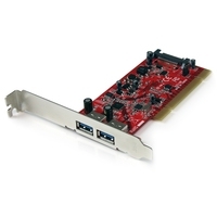 StarTech.com 2 Port USB3.0 SuperSpeed PCI Schnittstellenkarte mit SATA-Stromanschluss - USB-Adapter - PCI-X Low Profile - USB3.0 x 2 - Rot (PCIUSB3S22) von Startech
