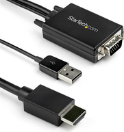 StarTech.com 2 m (6.6 ft.) VGA to HDMI Adapter Cable with USB Audio - Videoschnittstellen-Converter - HDMI / VGA / USB - USB, HD-15 (VGA) (M) bis HDMI (M) - 2 m - Schwarz - aktiv, 1080p-Unterstützung, Stromversorgung + Audio über USB von Startech