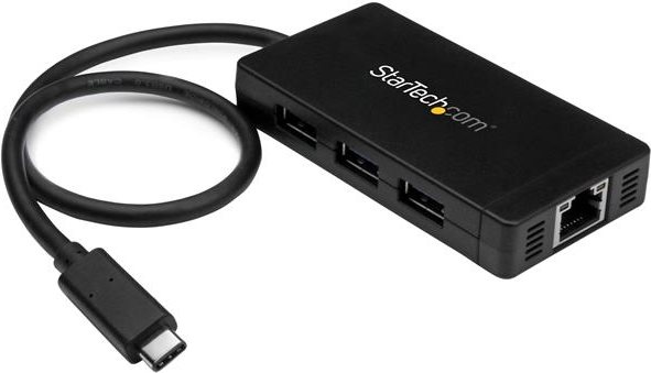 StarTech.com 3 Port USB3.0 Hub with USB-C and GbE - USB Type-C - USB C Hub - Hub - 3 x SuperSpeed USB3.0 + 1 x 10/100/1000 - Desktop (HB30C3A1GE) von Startech