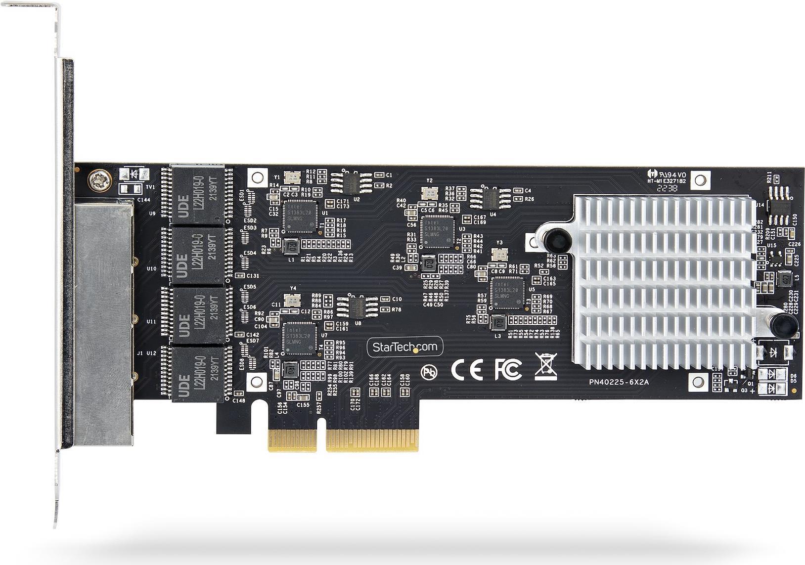 StarTech.com 4-Port 2.5Gbps NBASE-T PCIe Network Card, Intel I225-V Chip, Quad Port Computer Network Card, Multi-Gigabit NIC, PCI Express Server LAN Card, Desktop Ethernet Interface Card, PCI Express 2.0 (PR42GI-NETWORK-CARD) - Netzwerkadapter - PCIe 2.0 x4 - 10M/100M/1G/2,5 Gigabit Ethernet x 4 - Schwarz von Startech