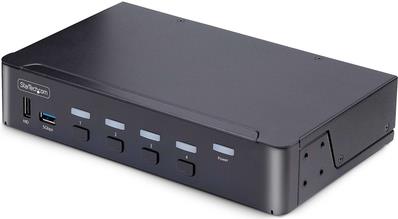 StarTech.com 4-Port DisplayPort 1,4 KVM Switch, 8K 60Hz / 4K 144Hz, 2x USB 3,0 Ports, 4x USB 2,0 Ports, Hotkey Switching, TAA Compliant (D86A2-4-PORT-8K-KVM) - KVM-/Audio-/USB-Switch - 4 x KVM/Audio/USB - 1 lokaler Benutzer - Desktop - TAA-konform (D86A2-4-PORT-8K-KVM) von Startech
