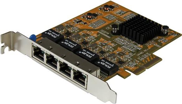 StarTech.com 4 Port PCIe Gigabit Netzwerkkarte - Netzwerkadapter - PCIe Low Profile - Gigabit Ethernet x 4 - Gelb (ST1000SPEX43) von Startech