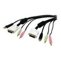 StarTech.com 4-in-1 USB DVI KVM Kabel mit Audio und Mikrofon - Tastatur-/Video-/Maus-/Audioverlängerungskabel - USB Typ A, 4-polig, Mini-Phone Stereo 3,5 mm, DVI-I - Mini-Phone Stereo 3,5 mm, USB Typ B, 4-polig, DVI-I - 1,8m - Schwarz - für P/N: SV231DVIUA, SV565FXDUSA, SV431DDVDUA, SV231DDVDUA, SV431DD2DUA, SV231DD2DUA, SV431DVIUAHR, SV431DVIUAGB (USBDVI4N1A6) von Startech