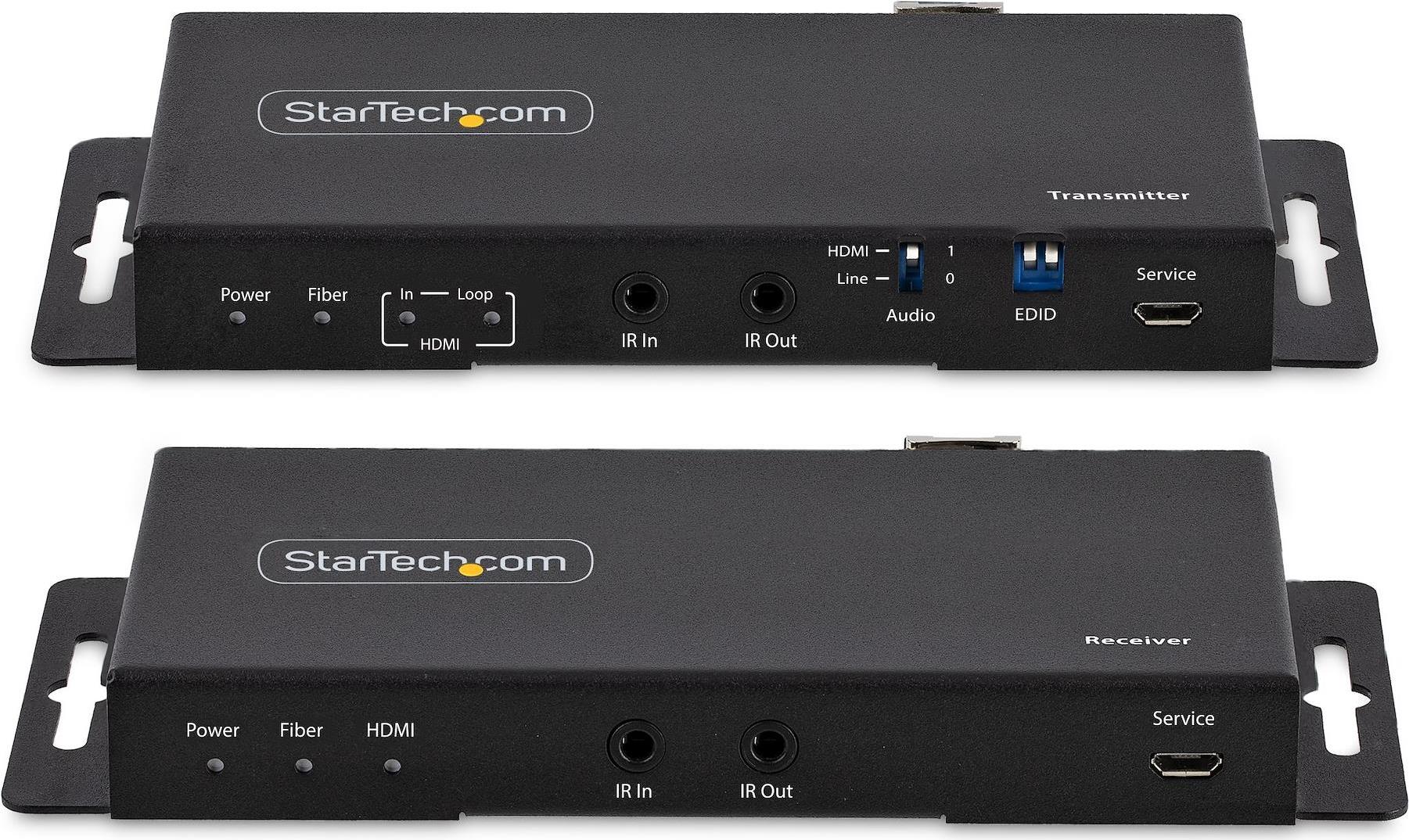 StarTech.com 4K HDMI over Fiber Extender Kit, 4K 60Hz up to 3300ft/1km (Single Mode) or 1000ft/300m (Multimode) LC Fiber Optic, HDR/HDCP, Audio/RS232/IR Extender, HDMI Video Extender - Transmitter and Receiver Kit (ST121HD20FXA2) - Video-/Audio-/Infrarot-/Netzwerkverlängerungskabel - HDMI - über Glasfaser - Glasfaser - bis zu 1 km von Startech