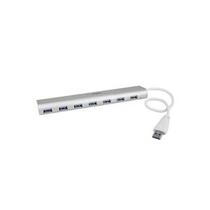 StarTech.com 7 Port Compact USB3.0 Hub with Built-in Cable -Aluminum USB Hub - USB-Umschalter für die gemeinsame Nutzung von Peripheriegeräten - 7 x SuperSpeed USB3.0 - Desktop (ST73007UA) von Startech