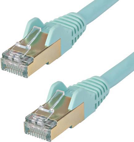 StarTech.com 7.5 m CAT6a Cable - Aqua - RJ45 Ethernet Cable - Snagless - CAT6a STP Cord - Copper Wire - 10Gb - Patch-Kabel - RJ-45 (M) bis RJ-45 (M) - 7.5 m - STP - CAT 6a - geformt, ohne Haken - Aquamarin von Startech