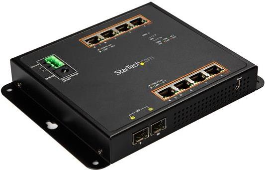 StarTech.com 8-Port PoE+ Gigabit Ethernet Switch plus 2 SFP Connections - Managed - Wall Mount with Front Access - Switch - verwaltet - 8 x 10/100/1000 (PoE+) + 2 x SFP - an DIN-Schiene montierbar, wandmontierbar - PoE+ (200 W) von Startech