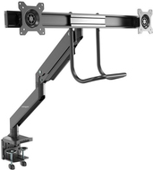 StarTech.com ARMSLMBARDUO Monitorhalterung (dual Monitor, Synchronisierte Höhenverstellung, Tischklemme, VESA) - Befestigungskit - einstellbarer Arm - für 2 Monitore - stabiler Stahl - Schwarz - Bildschirmgröße: 43.2-81.3 cm (17-32) - Tischmontage von Startech
