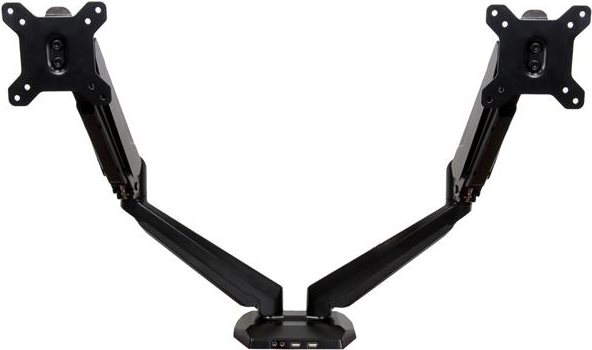 StarTech.com Dual Monitor Halterung mit eingebautem 2 Port USB und Audio Passthrough - Tischhalterung für LCD-Display (einstellbarer Arm) - Aluminium - Schwarz - Bildschirmgröße: 76.2 cm (30) von Startech