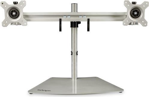 StarTech.com Dual Monitor Stand - Horizontal - Für bis zu 24 VESA-Monitore - Silber - Verstellbare Tischhalterung 2 Monitore (ARMDUOSS) - Aufstellung für 2 Monitore - Kunststoff, Aluminium, Stahl - Schwarz, Silber - Bildschirmgröße: 61 cm (24) - Schreibtisch von Startech