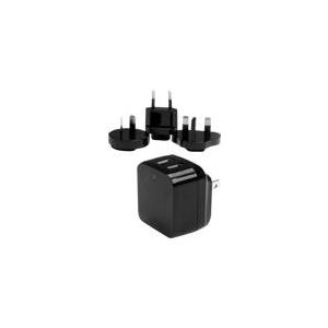 StarTech.com Dual Port USB Wall Charger 17W/3,4A - Travel Charger 110V/220V - Netzteil - 17 Watt - 2 Ausgangsstecker (USB2PACBK) von Startech