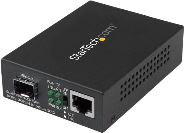StarTech.com Gigabit Ethernet Glasfaser Medienkonverter mit offenem SFP Steckplatz - Medienkonverter - 10Base-T, 1000Base-LX, 1000Base-SX, 100Base-TX, 1000Base-T - RJ-45 / SFP (mini-GBIC) (MCM1110SFP) von Startech