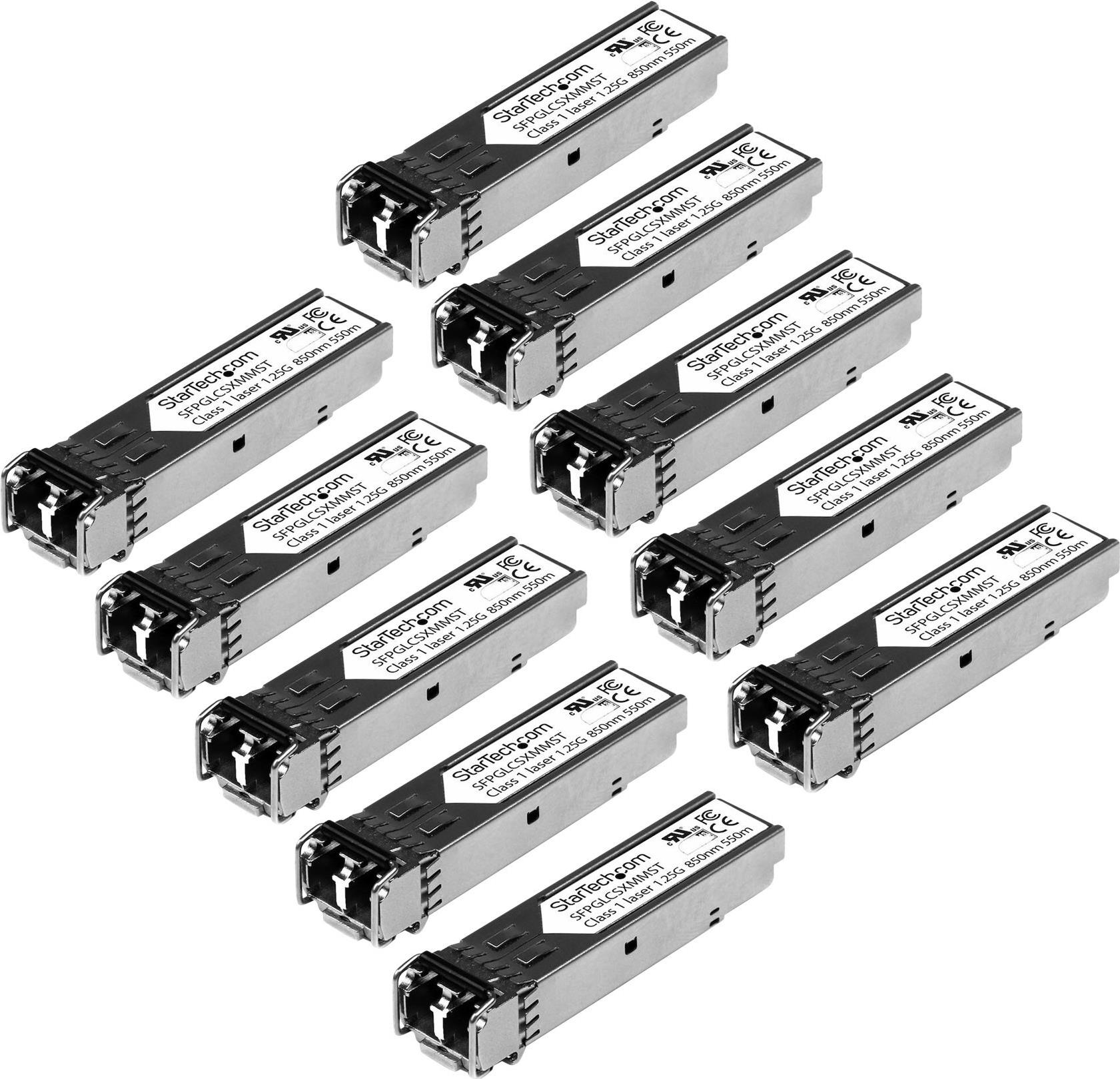 StarTech.com Gigabit LWL SFP Transceiver Modul - Cisco GLC-SX-MM kompatibel - MM LC - 550m - Mini GBIC 10er Pack - 1000Base-SX - SFP (Mini-GBIC)-Transceiver-Modul (gleichwertig mit: Cisco GLC-SX-MM) - GigE - 1000Base-SX - LC Multi-Mode - bis zu 550 m - 850 nm (Packung mit 10) von Startech