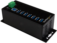 StarTech.com HB30A7AME USB 3.0 Hub (7-Port, Din-Rail, Industrielle Anwendung, externes Netzteil, Uberspannungsschutz, ESD, 350 W, 15 kV) - Hub - 7 x USB 3.2 Gen 1 - an DIN-Schiene montierbar, wandmontierbar - TAA-konform - für P/N: ITB20D3250 von Startech
