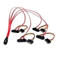 StarTech.com Internal Serial Attached SCSI Mini SAS Cable - Internes SAS-Kabel (Serial Attached SCSI) - SAS 6Gbit/s - 36 PIN 4iMini MultiLane - 15 PIN SATA Power, interne SAS, 29-polig (SFF-8482) - 50cm - Rot (SAS808782P50) von Startech