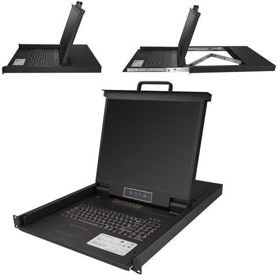 StarTech.com - KVM-Konsole mit KVM-Switch - 16 Anschlüsse - PS/2, USB - 48.3 cm (19) - Rack - einbaufähig - 1280 x 1024 - 250 cd/m² - 1000:1 - VGA - Schwarz - 1U von Startech