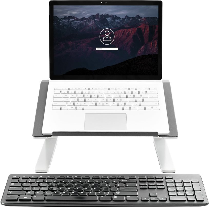 StarTech.com LTSTND Laptoperhohung (verstellbarer Laptopstander, hochbelastbarer Stahl & Aluminium, 3 Hoheneinstellungen, neigbar, ergonomisch) - Notebook-Ständer - Desktop - 43.2 cm (17) - Schwarz, Silber von Startech