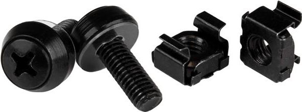 StarTech.com M6 x 12mm - Screws and Cage Nuts - Schrauben für Rack - Schwarz (CABSCREWM6B) von Startech