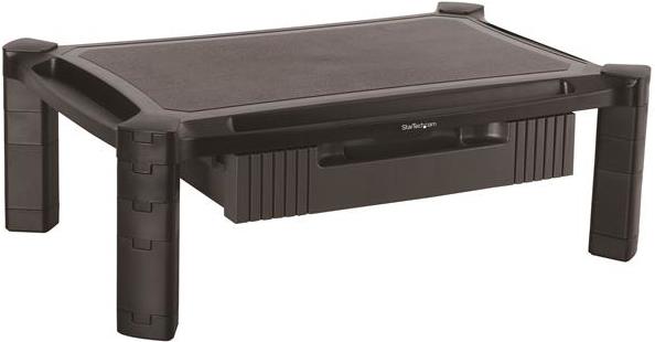 StarTech.com Monitor Ständer mit Schublade - Höhenverstellbar - Groß: 50cm - Computer Monitorständer bis zu 81,30cm (32)  - Aufstellung (Gestelloberfläche, 8 kleine Steigleitungen, 4 große Steigleitungen) für Monitor - Kunststoff - Schwarz - Bildschirmgröße: 33-81.28 cm (13-32) von Startech
